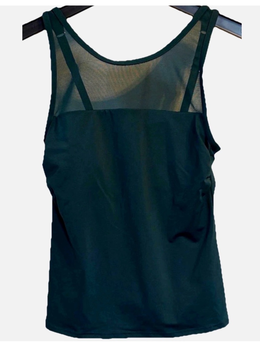 Lands’ End Dark Green Tankini Swim Top Size 6 NWT Built-In Bra Removable Pads